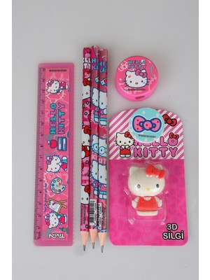 DEKOMUS CEP DEFTERİ HEDİYELİ LİSANSLI HELLO KITTY "3 ADET KURŞUN KALEM,3D SİLGİ,KALEMTRAŞ,CETVEL SETİ