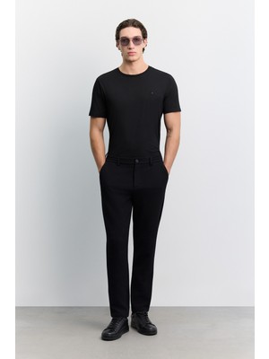AVVA Erkek Siyah Yanı Lastikli Gofreli Elastan Slim Fit Pantolon A62Y3080