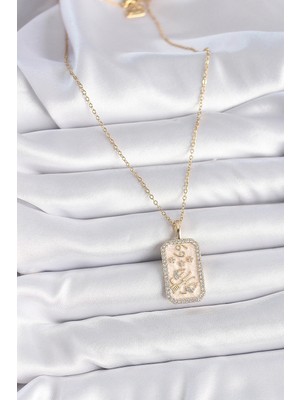 Uslucan Alışveriş 316L Çelik Gold Renk Zincir Yengeç Burcu Zirkon Taşlı Kadın Kolye 5886