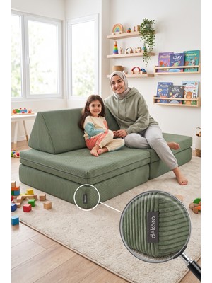 Dekoro Fuppi Çağla Yeşili Katlanabilir Modüler Yer Kanepesi Kış Bahçesi Balkon Koltuğu Dinlenme Okuma Köşesi Pratik Sünger Yatak Yıkanabilir Fonksiyonel Minder