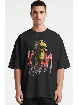 Sevbano Korn Rock Metal Müzik Grubu Baskılı Unisex Oversize Premium Tişört