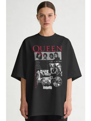 Sevbano Queen Müzik Grubu Baskılı Unisex Oversize Premium Tişört