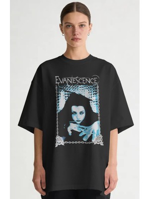 Sevbano Evanescence Rock Metal Müzik Grubu Baskılı Unisex Oversize Premium Tişört
