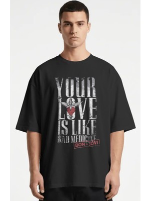 Sevbano Bon Jovi Rock Metal Şarkıcı Baskılı Unisex Oversize Premium Tişört