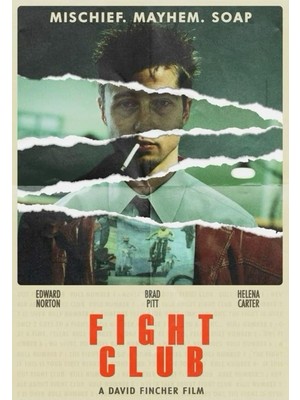 512 Store Fight Club Film Tasarım Afiş Dekor Çerçevesiz Poster Ev Dekor Genç Odası 33 x 48 Bej
