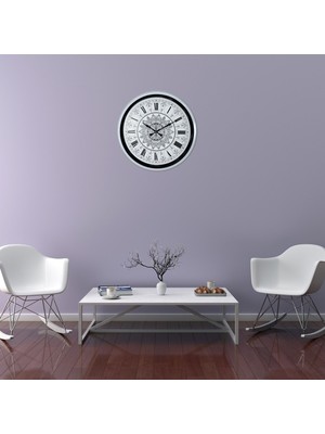 Hsc Bilişim Beyaz 52 cm Metal Mandala Desenli Tasarım Duvar Saati
