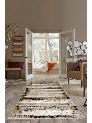 Pelangi Gri Batik Desen Renk Geçişli Yıkanabilir Kaymaz Taban Leke Tutmaz Modern Salon Halısı V