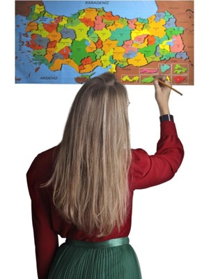 Buffer Renkli Türkiye Haritası Manyetik Yapıştırıcı Gerektirmeyen Duvar Stickerı 118 cm * 56