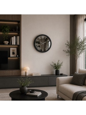 Hsc Bilişim Siyah Imperial Aynalı 40 x 40 cm Duvar Saati