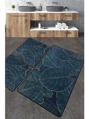 Chilai Home Zeleno Banyo Halısı Djt 3lü Set Banyo Halısı Paspas Yıkanabilir Kaymaz
