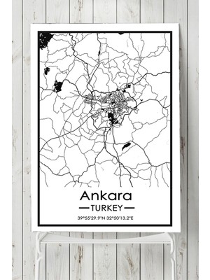Ankara Harita Dekoratif Tasarım Poster 70 x 100