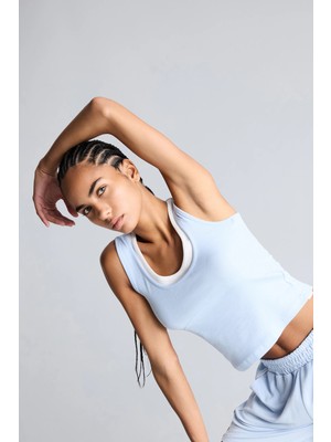 DeFacto Çift Katman Görünümlü Slim Fit Ribana Crop Basic Atlet I7464AX26HS