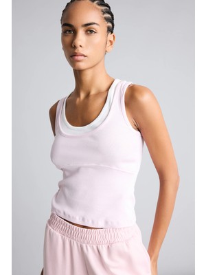 DeFacto Çift Katman Görünümlü Slim Fit Ribana Crop Basic Atlet I7464AX26HS