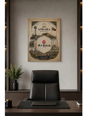 Sonictouch Duvar Halısı 50X70CM Kişiye Özel Firma Logolu Iş Yeri Ofis Duvar Örtüsü Ankara Temalı