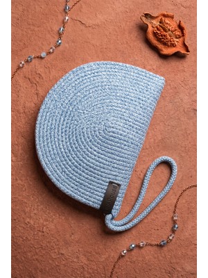 Lina House Linahouse Yarım Ay Formlu Kadın Kordon Portföy ve Clutch Çanta - Buz Mavisi