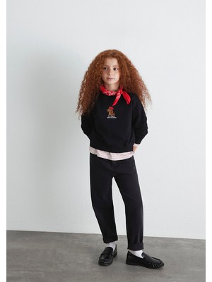 Mavi Köpek Nakışlı Siyah Sweatshirt 7S10132-900