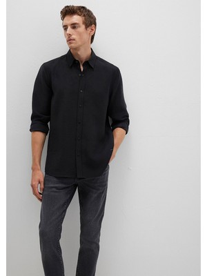 Mavi Siyah (TENCEL™) Liyosel Karışımlı Gömlek 0211659-900