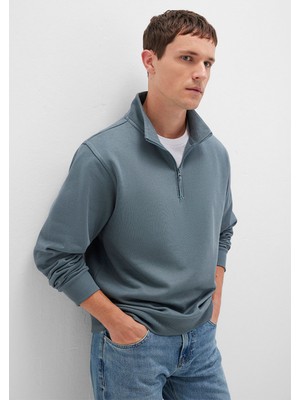 Mavi Yarı Fermuarlı Mavi Basic Sweatshirt 0S10278-80889