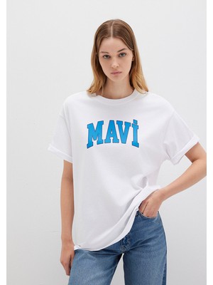Mavi Mavi Logo Baskılı Beyaz Tişört 1600843-70000