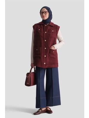 Armine Simli Tüvit Yelek Bordo