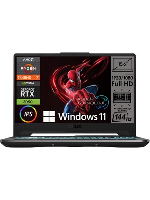 Asus Tuf Gaming A15 Amd Ryzen 7-7445HS 32GB Ram 512GB SSD 4gb Geforce RTX3050 15.6 Inç Fhd 144Hz Windows 11 Pro Taşınabilir Bilgisayar Asbertech