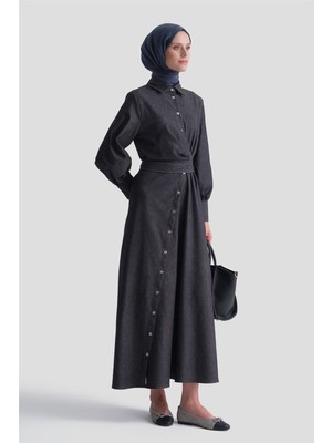 Armine Bağlamalı Denim Elbise Lacivert