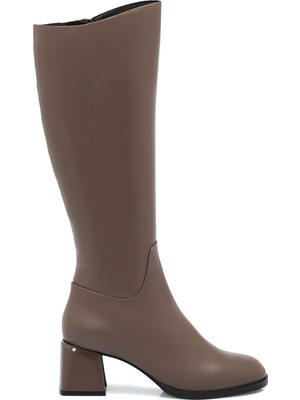 Tergan Vizon Hakiki Deri Kadın Çizme - K25K1CM68262-A44