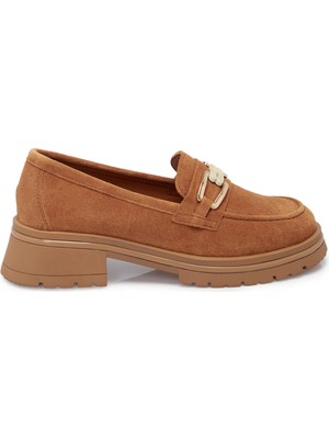Tergan Taba Hakiki Süet Deri Kadın Loafer - K25S1AY68166-K59