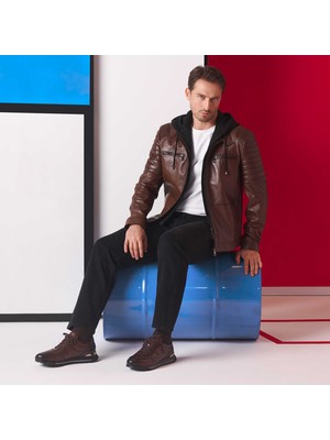 Tergan Kahverengi Hakiki Deri Erkek Sneaker - E25S1AY57379-A24