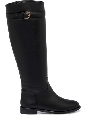 Tergan Siyah Hakiki Deri Kadın Çizme - K25K1CM68149-A23