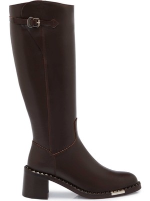 Tergan Kahverengi Hakiki Deri Kadın Çizme - K25K1CM68266-A24