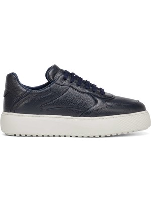 Tergan Lacivert Hakiki Deri Erkek Sneaker - E25S1AY57482-A38
