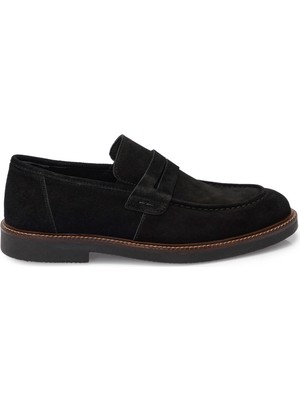 Tergan Siyah Hakiki Süet Deri Erkek Loafer - E25S1AY57435-A01