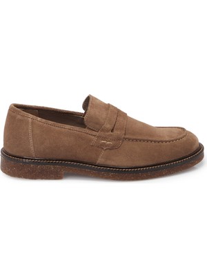 Tergan Kahverengi Hakiki Süet Deri Erkek Loafer - E25S1AY57435-U8Q