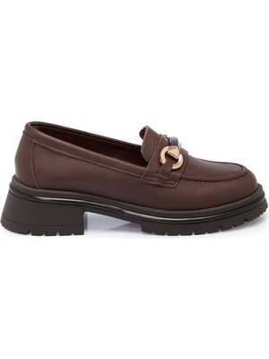 Tergan Kahverengi Hakiki Deri Kadın Loafer - K25S1AY68323-A24