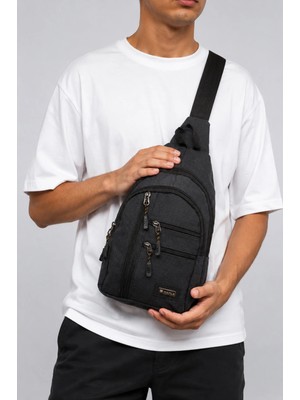 Westbag Unisex Kanvas Omuz Çantası Büyük Boy Çapraz Askılı Fonksiyonel Model Gri Renk
