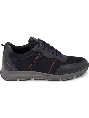 Tergan Lacivert Hakiki Nubuk Deri Erkek Sneaker - E25S1AY57510-C39