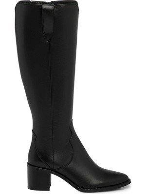 Tergan Siyah Hakiki Deri Kadın Çizme - K25K1CM68343-A23