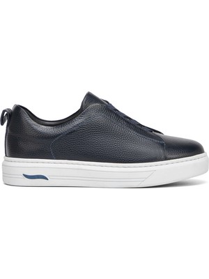 Tergan Lacivert Hakiki Deri Erkek Sneaker - E4MEAY057786-A38