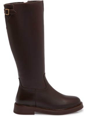 Tergan Kahverengi Hakiki Deri Kadın Çizme - K25K1CM68324-A24