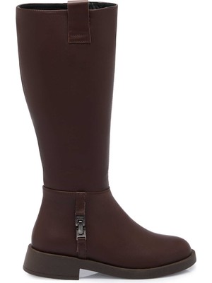 Tergan Kahverengi Hakiki Deri Kadın Casual Çizme - K25K1CM68355-A24