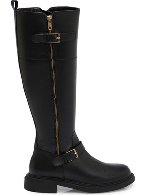 Tergan Siyah Hakiki Deri Kadın Çizme - K25K1CM68345-A23
