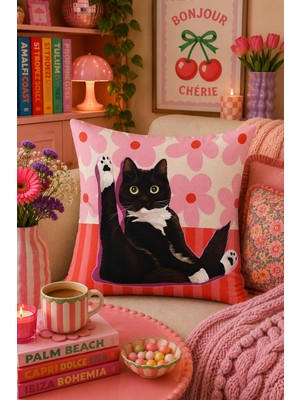 Evdek Çok Renkli Çift Tarafı Baskılı Kırlent Kılıfı 6ESD12 40 x 40 cm Yumuşak Doku ve Leke Tutmaz Kumaş