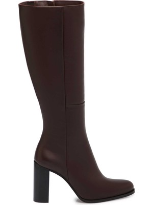 Tergan Kahverengi Hakiki Deri Kadın Çizme - K25K1CM68132-A24