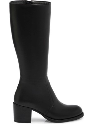 Tergan Siyah Hakiki Deri Kadın Çizme - K25K1CM68331-A23