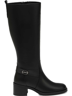 Tergan Siyah Hakiki Deri Kadın Çizme - K25K1CM68284-A23