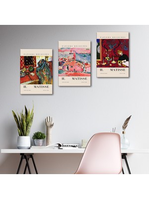 Tilki Dünyası Henri Matisse 3'lü Kanvas Tablo Seti - Klasik Yağlı Boya Sanat Baskılı Modern Duvar Tablosu Seti