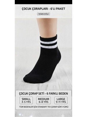 Km Collections 6'lı Çocuk Tenis Çorabı