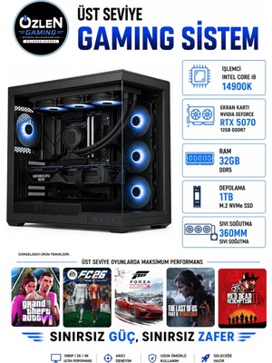 Özlen XL44 İ9 14900K RTX 5070 12GB 32GB DDR5 RAM 1TB M.2 SSD Üst Seviye Oyuncu Bilgisayarı
