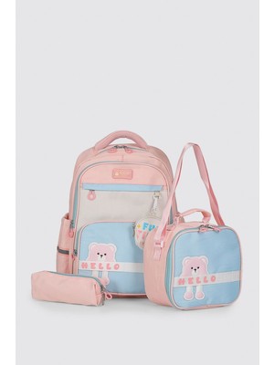 Ççs Kids Premium Okul Çanta Seti 3'lü Ilkokul Ortaokul Sırt Çantası Termal Beslenme Çantası Kalemlik Pembe 51983